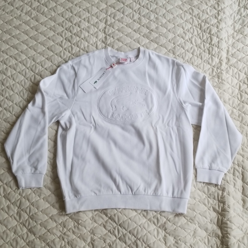 Supreme x Lacoste Live White Crewneck Large NWT